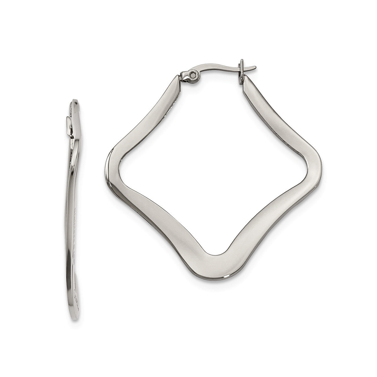 Diamond Shaped Hoop Earrings Stainless Steel Polished SRE220 by Chisel, MPN: SRE220, 886774037509
