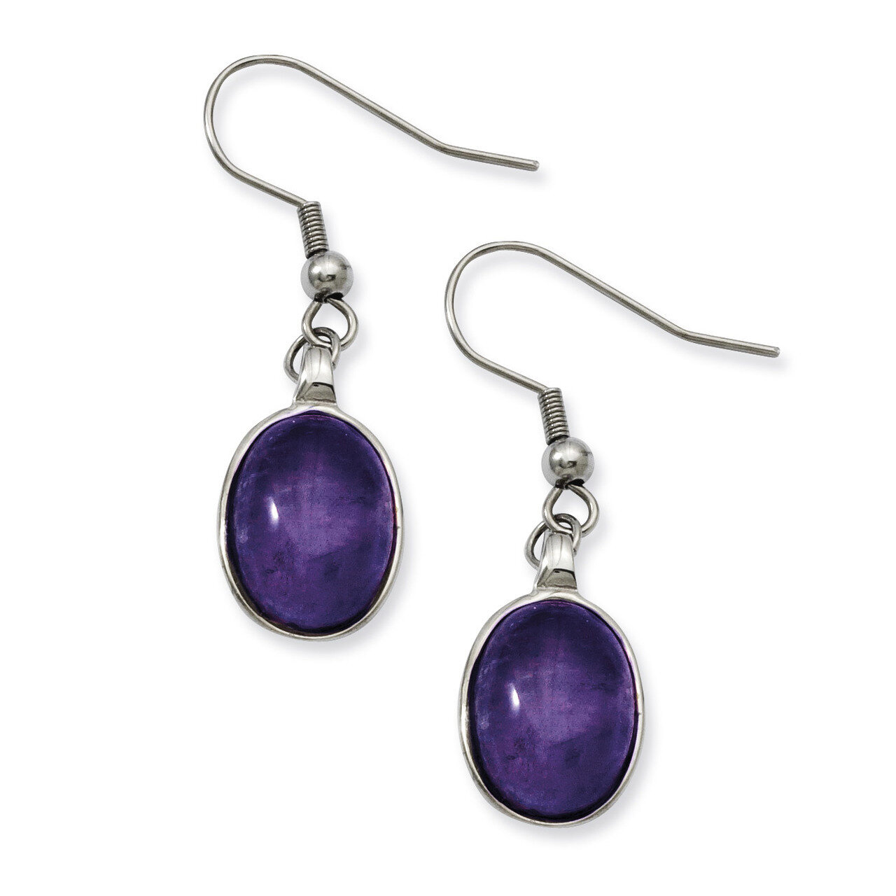 Synthetic Amethyst Earrings Stainless Steel SRE528 by Chisel, MPN: SRE528, 886774192734