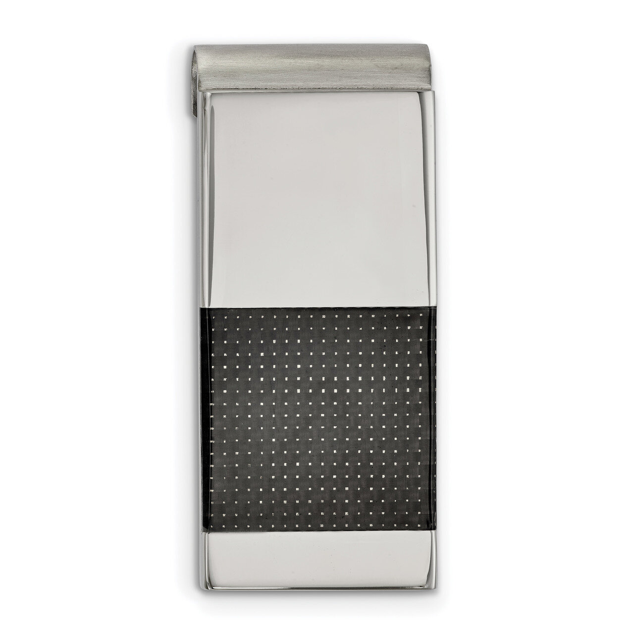 Black Carbon Fiber Inlay Money Clip Stainless Steel Brushed and Polished SRM183