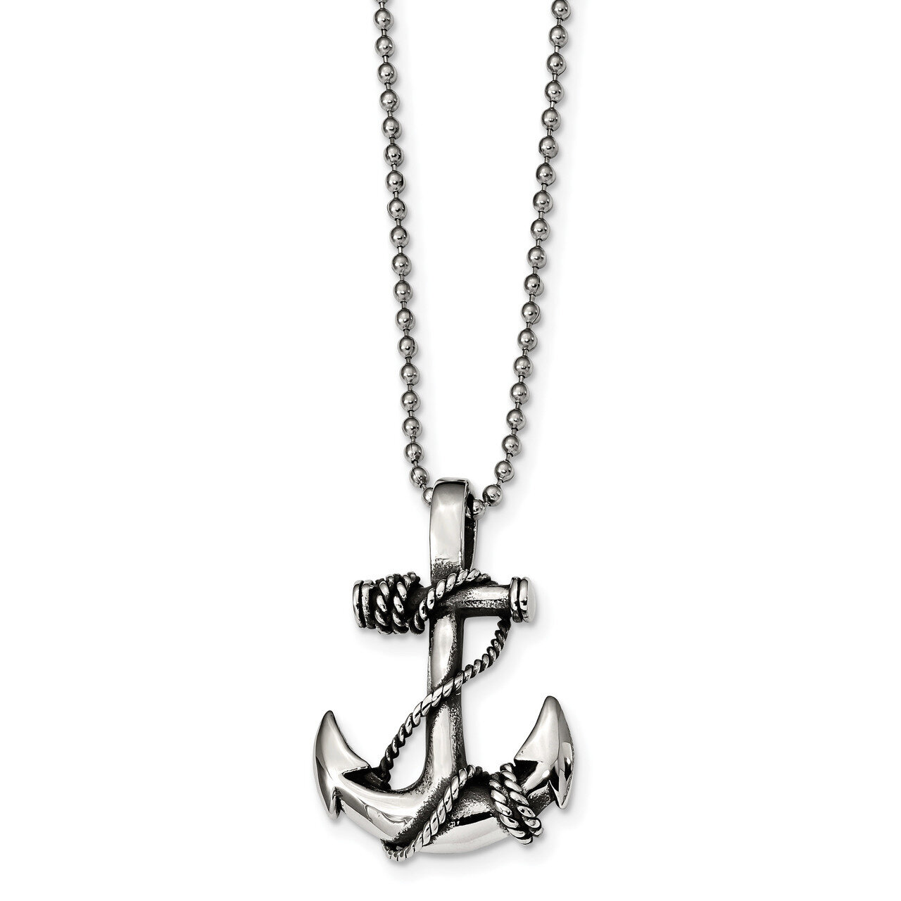 Anchor Necklace Stainless Steel Antiqued and Polished SRN2283-22 by Chisel, MPN: SRN2283-22, 191101…