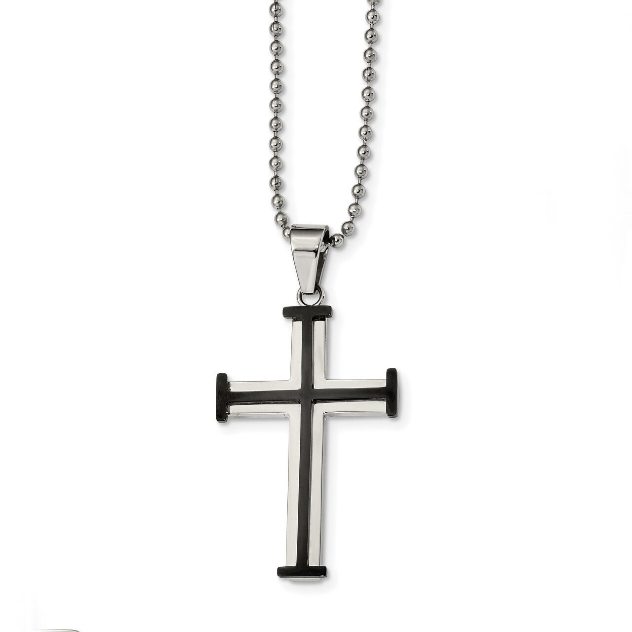 Black IP-plated Cross Necklace Stainless Steel Polished SRN2284-22