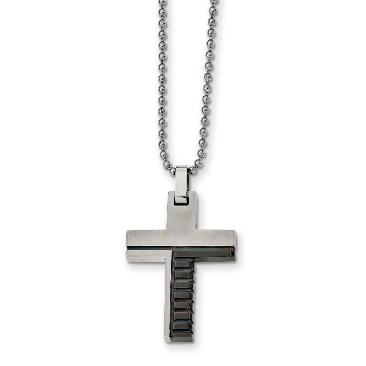 Black IP-plated Cross Necklace Stainless Steel Brushed and Polished SRN2285-22 by Chisel, MPN: SRN2…