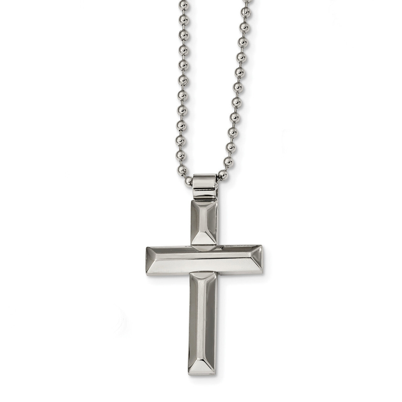 Cross 22 inch Necklace Stainless Steel Brushed and Polished SRN2293-22