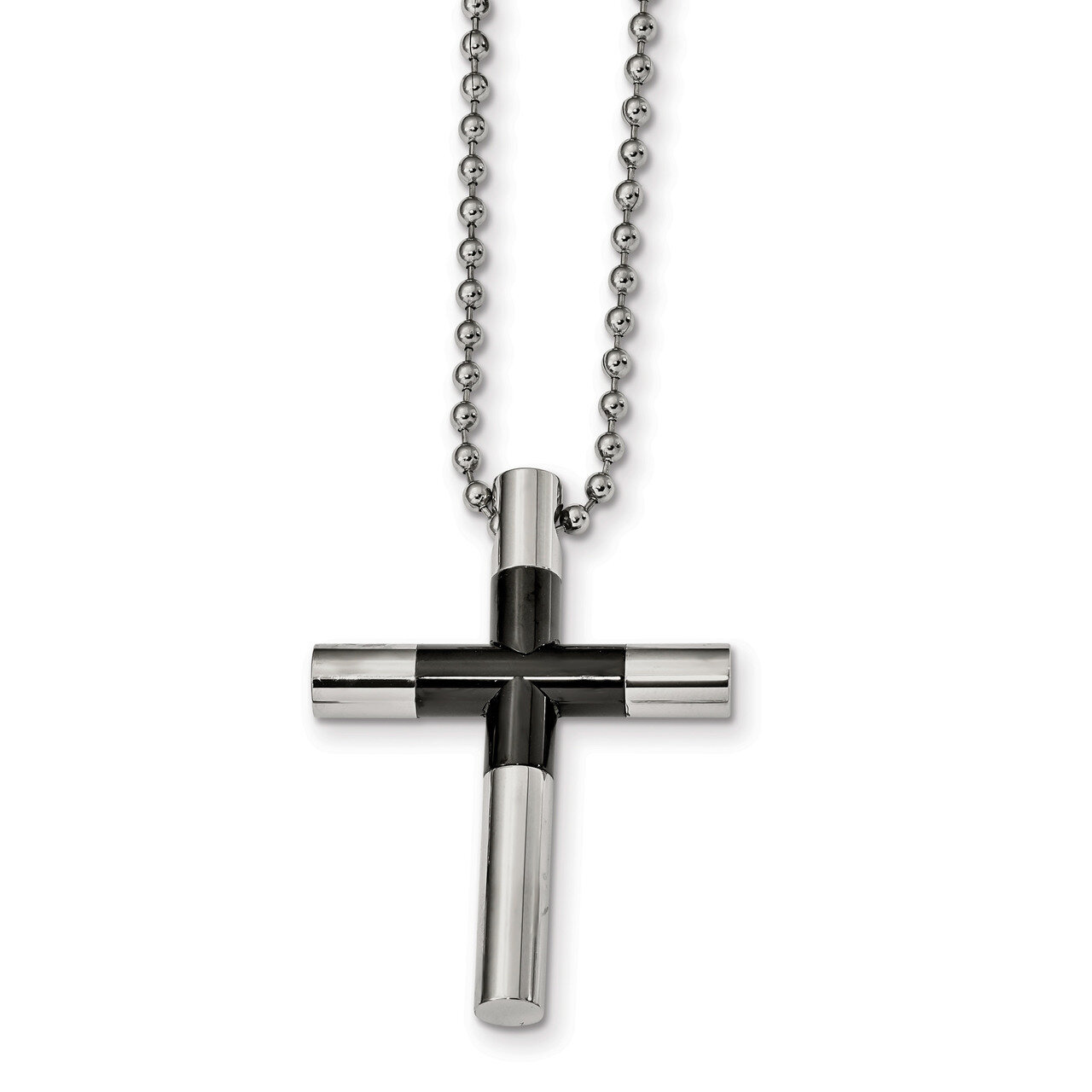 Black IP-plated Cross 22 inch Necklace Stainless Steel Polished SRN2294-22