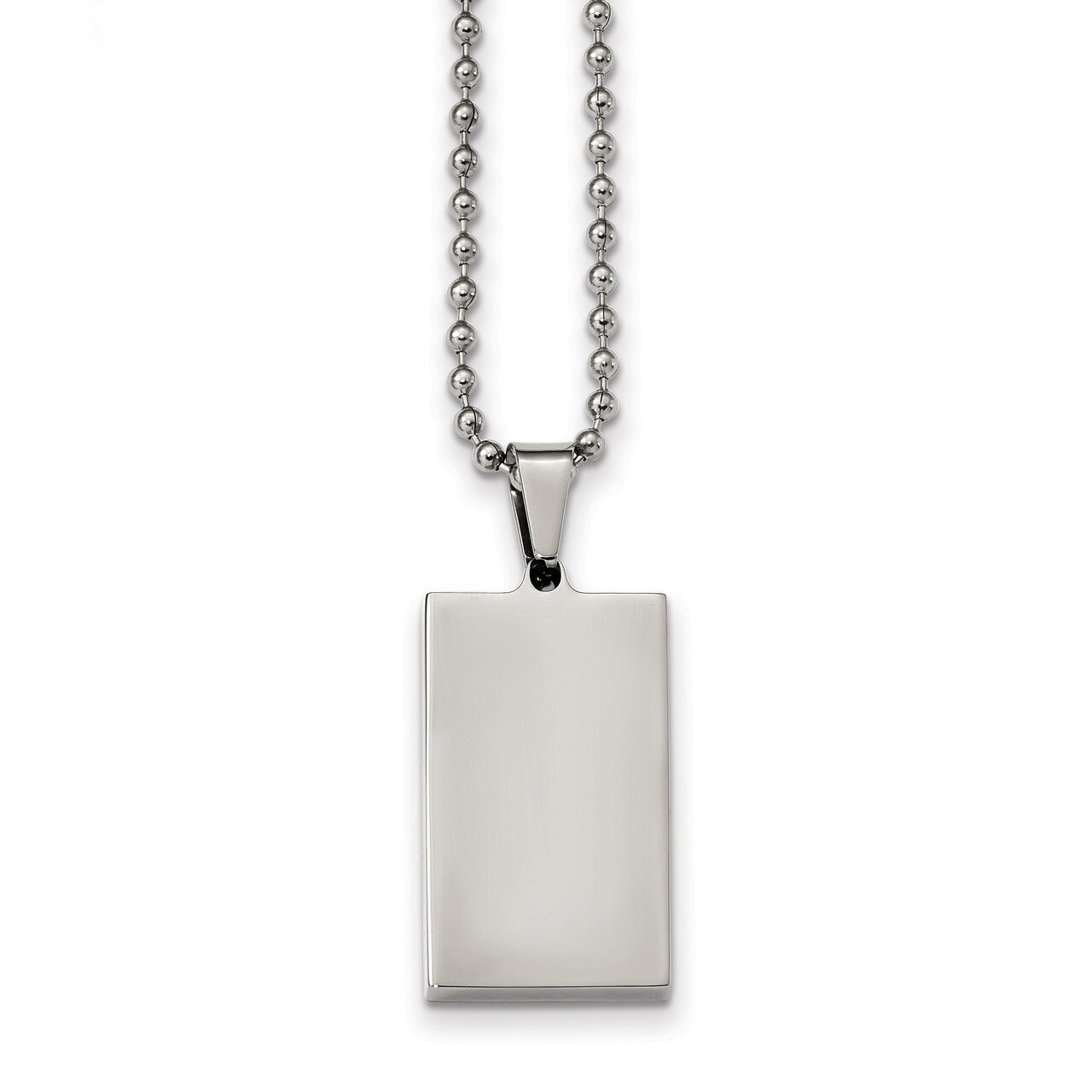 Stainless Steel Brushed&Polished 3.85mm Rvsble Rectangle DogTag Necklace Stainless Steel Brushed SRN2330-24