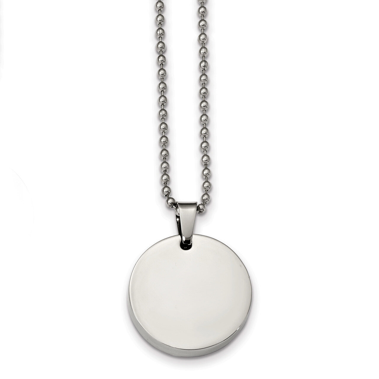 Round 4.0mm Dog Tag Necklace Stainless Steel Brushed & Polished SRN2336-24