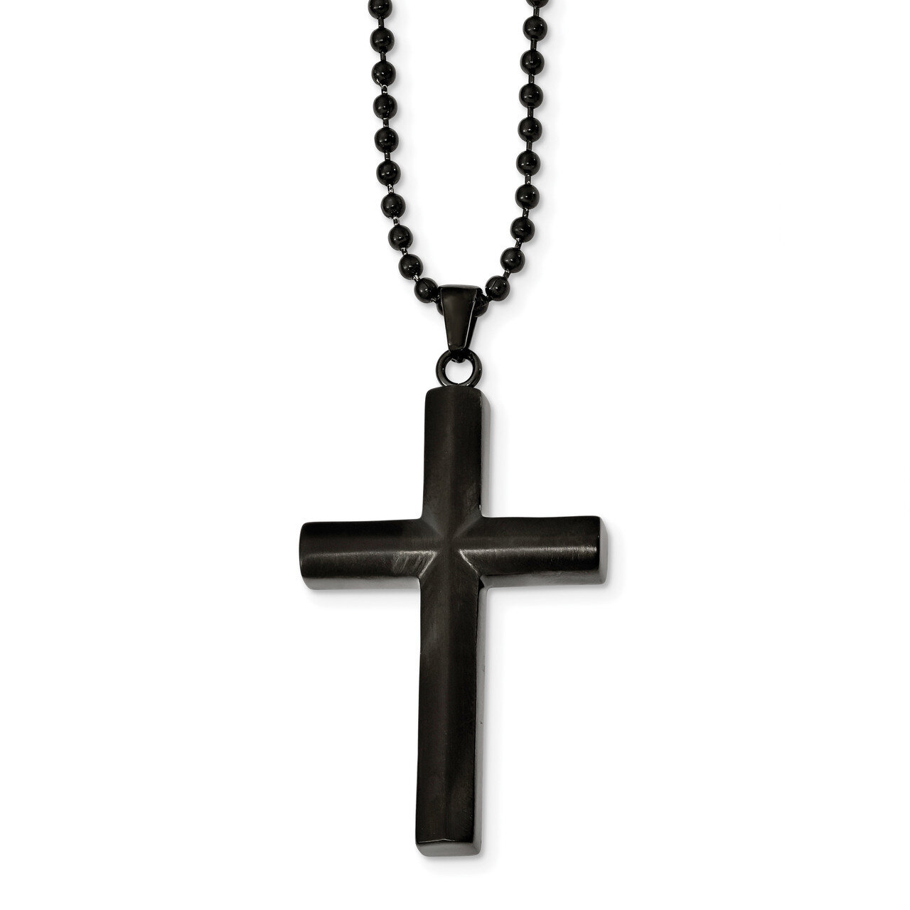 Black IP-plated Cross Necklace Stainless Steel Brushed SRN2354-24