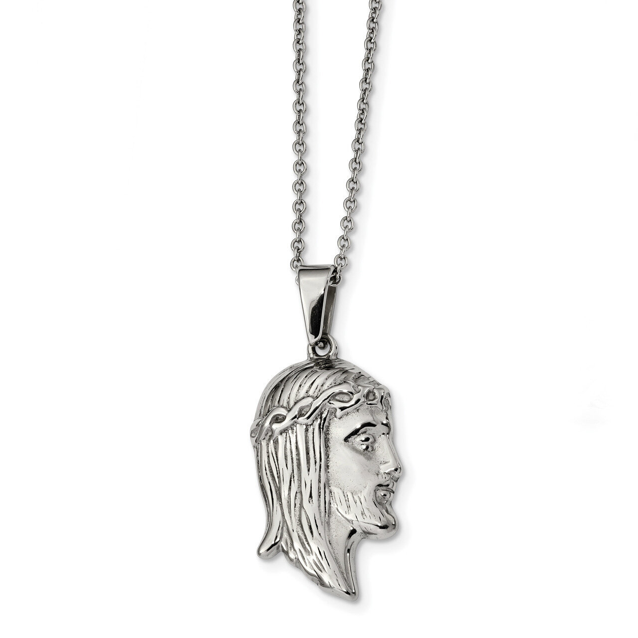 Jesus Sillouete 22 inch Necklace Stainless Steel Polished SRN2372-22
