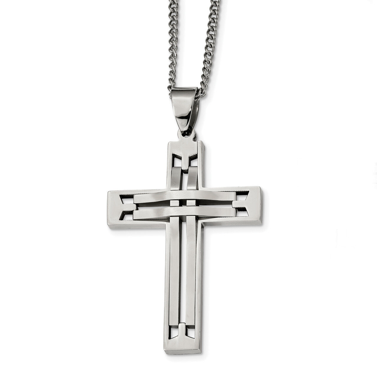 24 inch Cross Necklace Stainless Steel Polished SRN2382-24