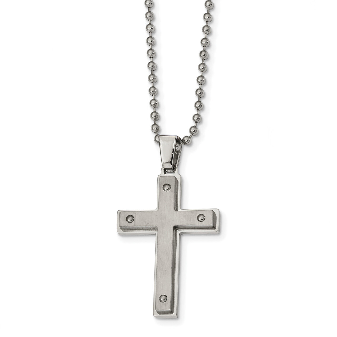 Cross Necklace Stainless Steel Brushed and Polished SRN2408-22 by Chisel, MPN: SRN2408-22, 19110167…