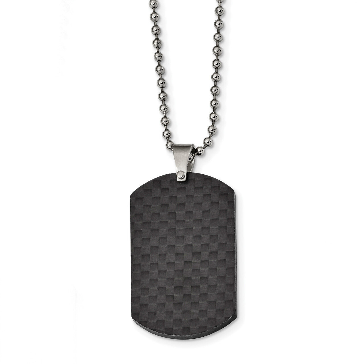 Black Solid Carbon Fiber Dog Tag Necklace Stainless Steel Brushed SRN2426-22 by Chisel, MPN: SRN242…