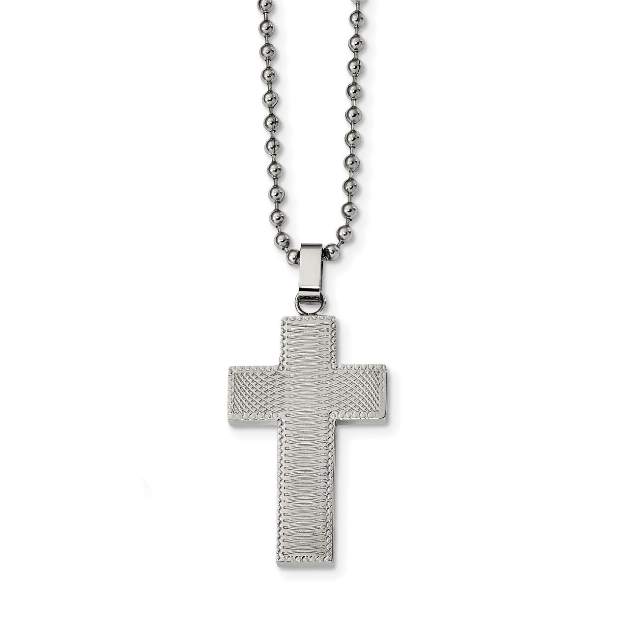 Laser cut Cross Necklace Stainless Steel Polished SRN2430-22 by Chisel, MPN: SRN2430-22, 1911018550…