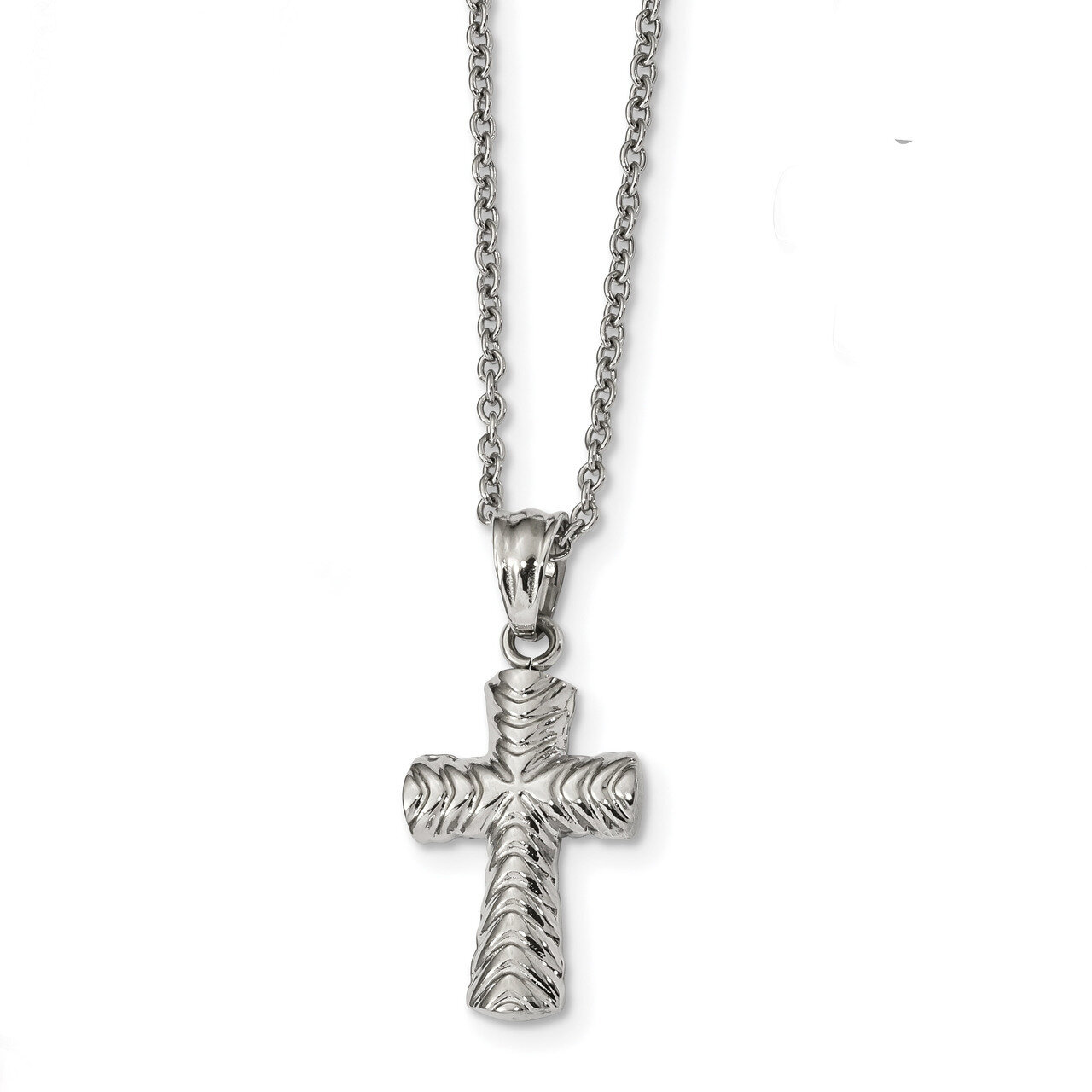 Textured 22 inch Cross Necklace Stainless Steel Polished SRN2446-22 by Chisel, MPN: SRN2446-22, 191…