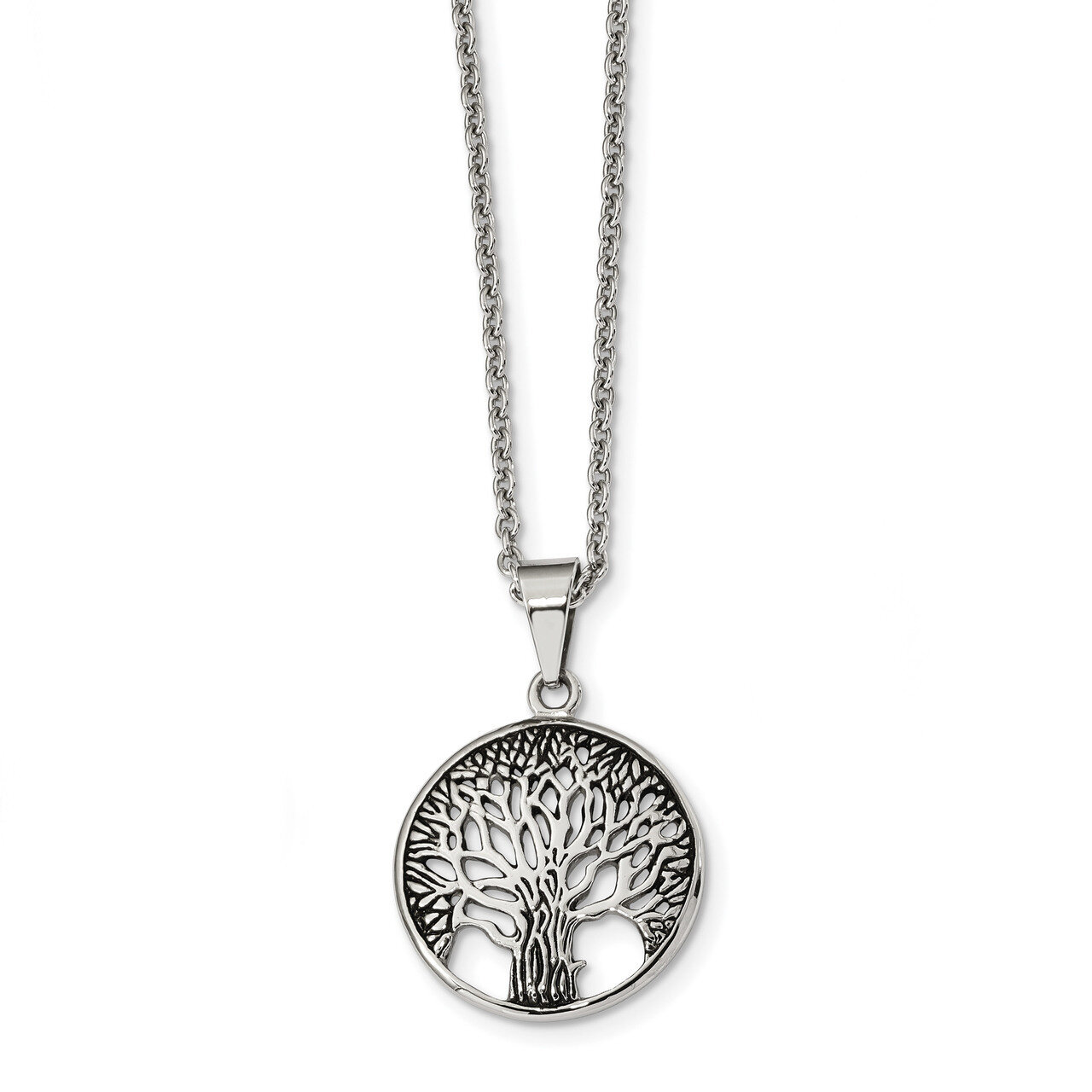 Antiqued Tree of Life 20in Necklace Stainless Steel Polished SRN2472-20 by Chisel, MPN: SRN2472-20,…