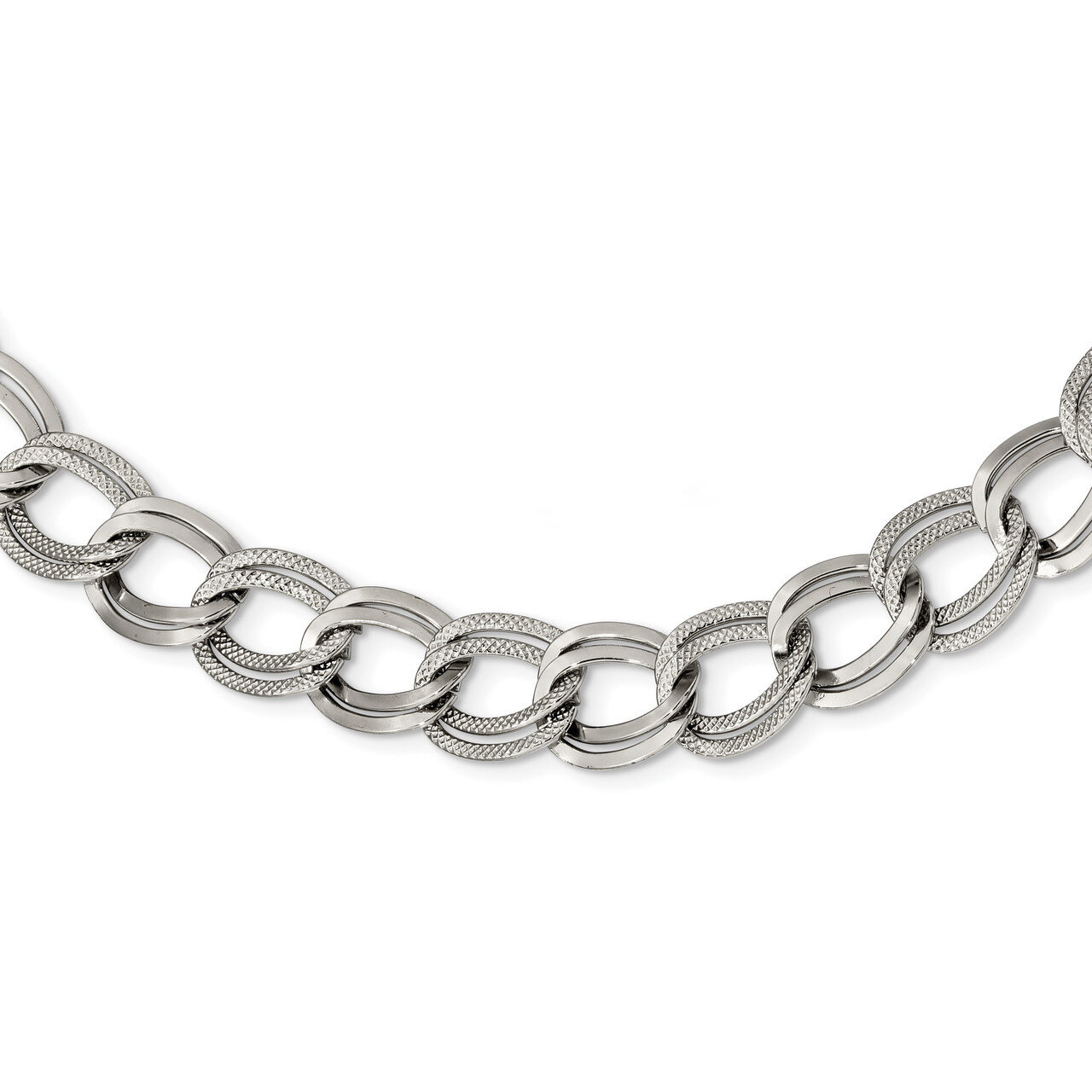 Textured Link 17.5in. Necklace Stainless Steel Polished SRN2475-17.5 by Chisel, MPN: SRN2475-17.5, …