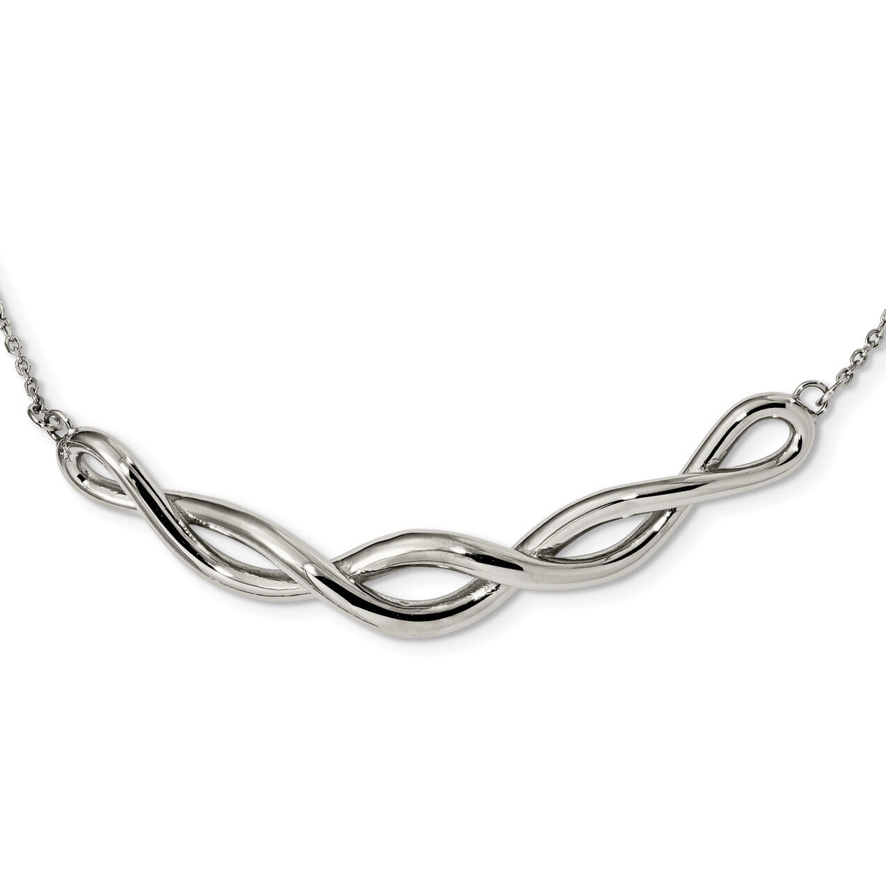 Twisted Bar 18 inch with 2 inch Extender Necklace Stainless Steel Polished SRN2476-18