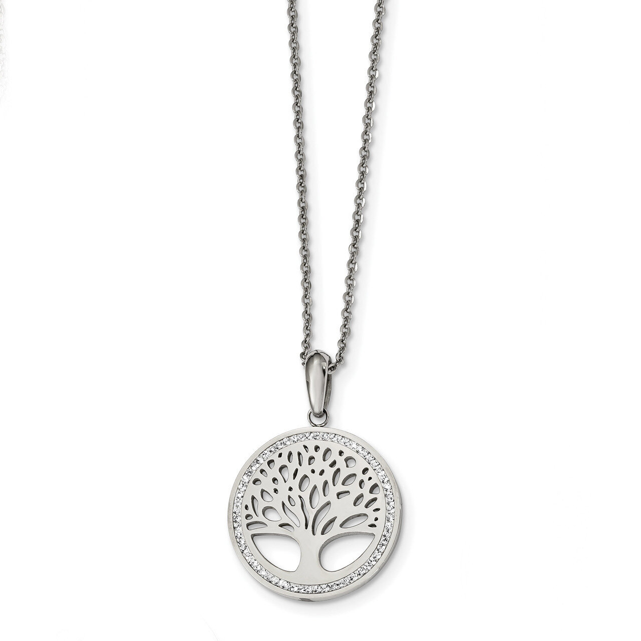 Preciosa Crystal Tree of Life 2 inch Extender Necklace Stainless Steel Polished SRN2480-16 by Chise…