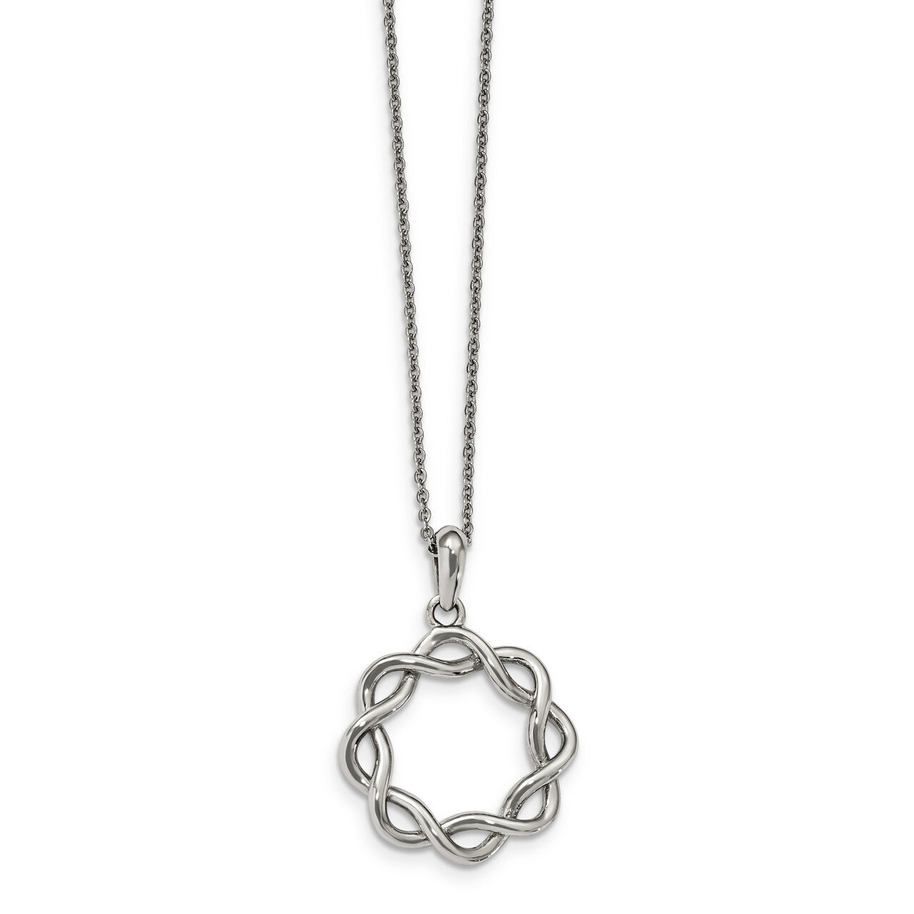 Criss Cross Circle 16 inch with 2 inch Extender Necklace Stainless Steel Polished SRN2481-16 by Chi…