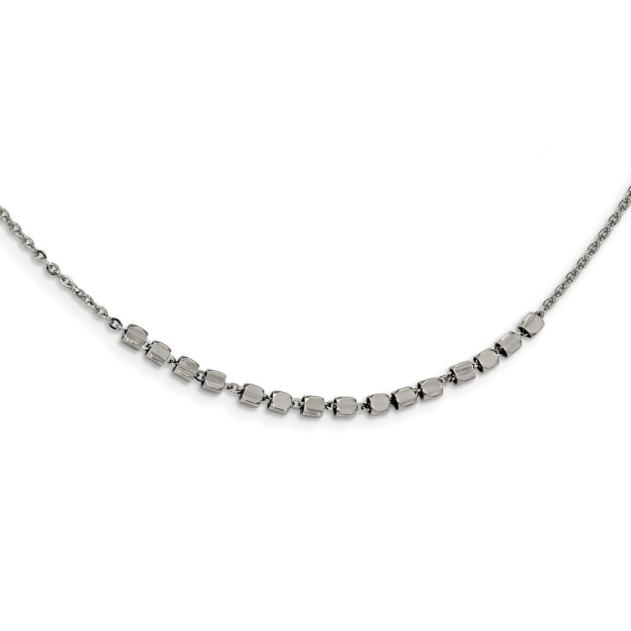 Beaded 18inch with 2 inch Extender Necklace Stainless Steel Polished SRN2482-16