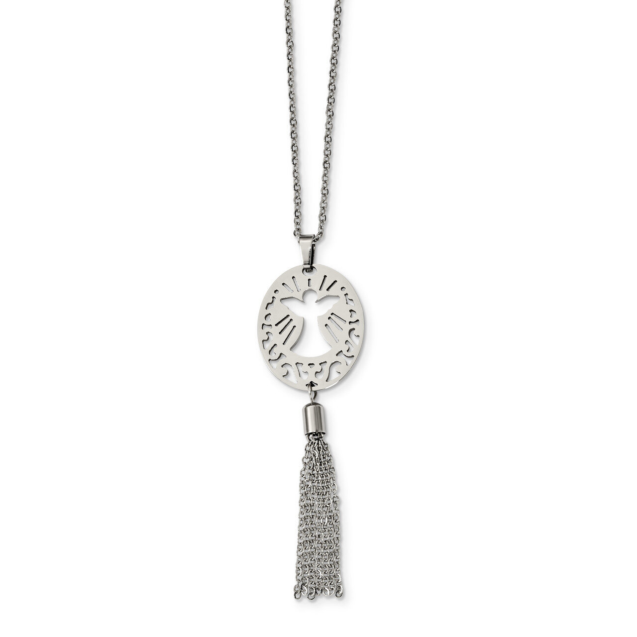 Angel Dangle 20 inch Necklace Stainless Steel Polished SRN2495-20 by Chisel, MPN: SRN2495-20, 19110…