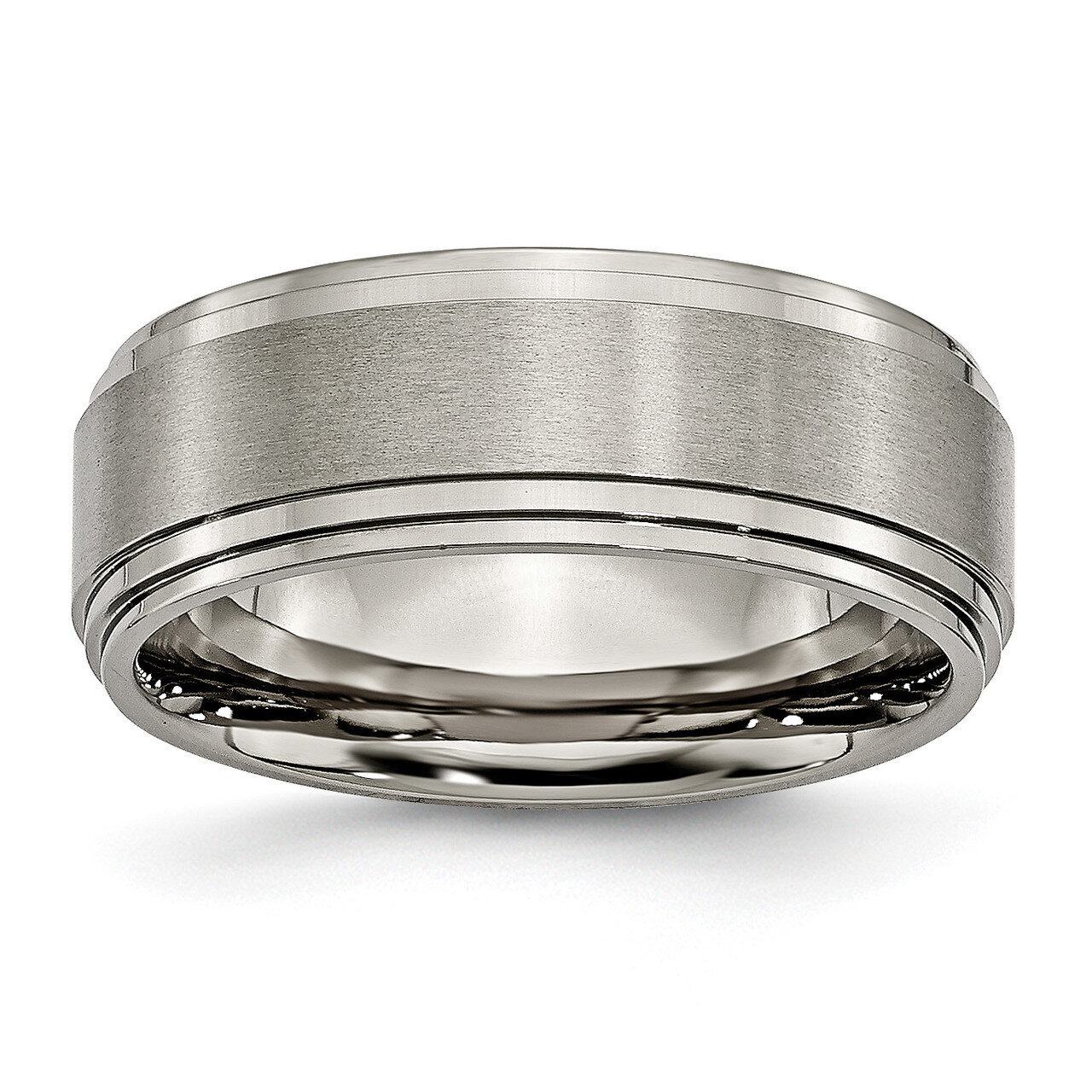Double Step Ridged Edge 8mm Satin and Polished Band Titanium TB161 by Chisel, MPN: TB161, 883957786…
