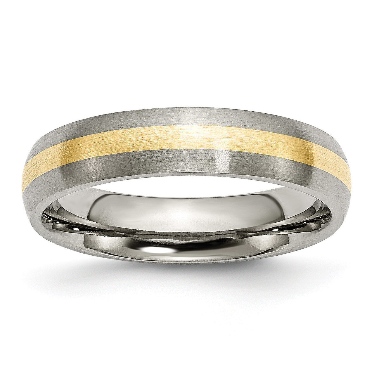 Inlay 5mm Brushed Band Titanium 14k Yellow Gold TB19_CH by Chisel, MPN: TB19_CH, 883957792309