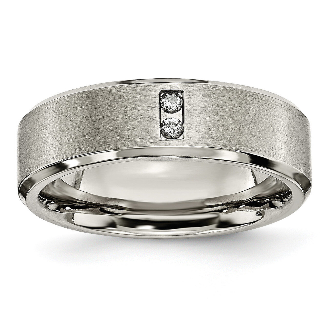 Satin &amp; Polished with Diamonds 7mm Band Titanium TB262AA by Chisel, MPN: TB262AA, 886774050973