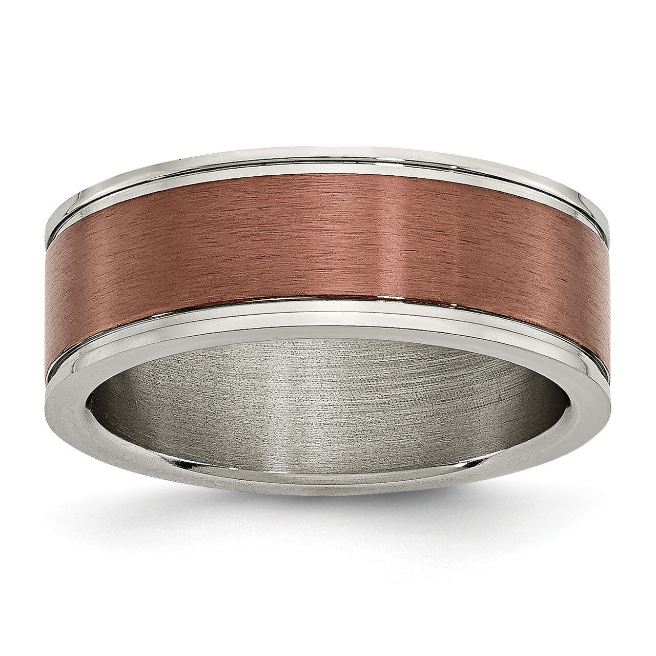 Edge 8mm Brown IP-plated Brushed Polished Band Titanium Grooved  TB314 by Chisel, MPN: TB314, 88395…
