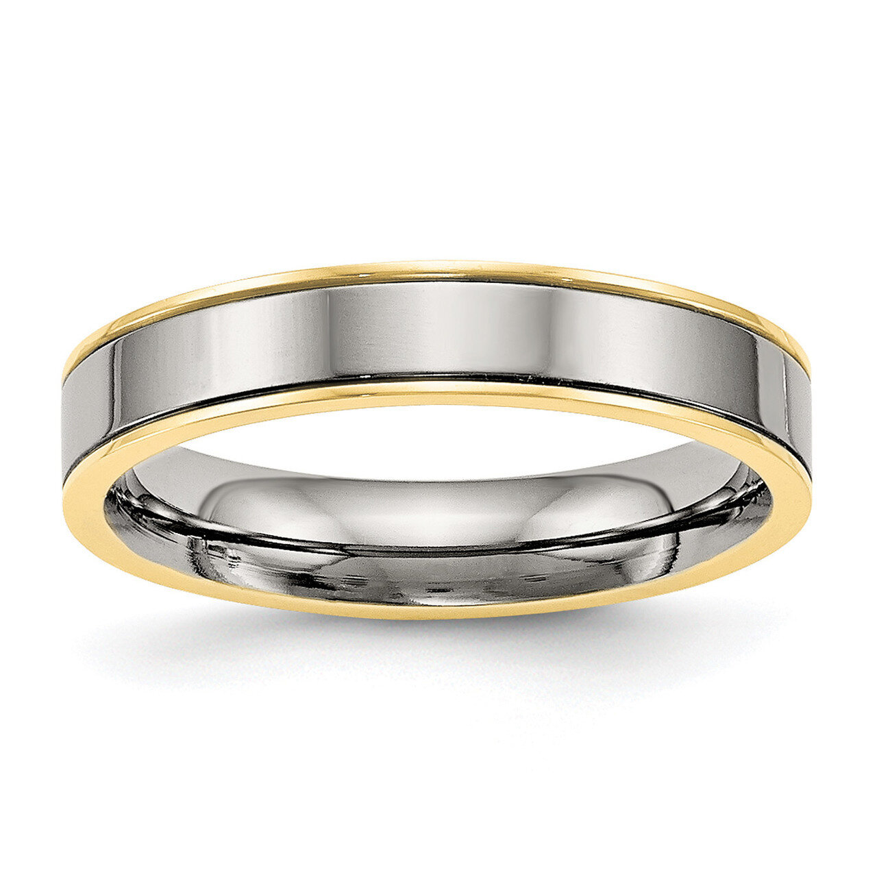 Yellow IP Grooved Comfort Back Ring Titanium Polished TB471 by Chisel, MPN: TB471, 886774438757