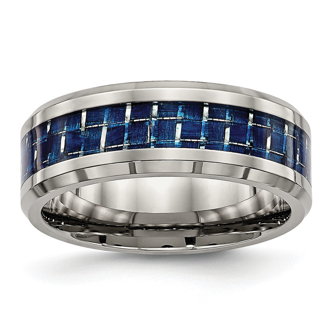 Blue Carbon Fiber Inlay Band Titanium Polished TB479 by Chisel, MPN: TB479, 886774428376