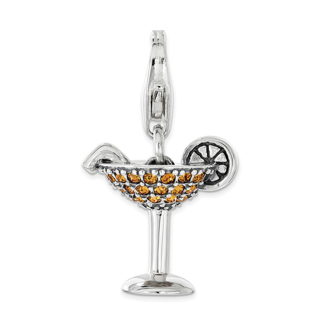 Yellow Swarovski Martini Glass Charm - Sterling Silver QCC1154 by Amore La Vita, MPN: QCC1154, 8867…