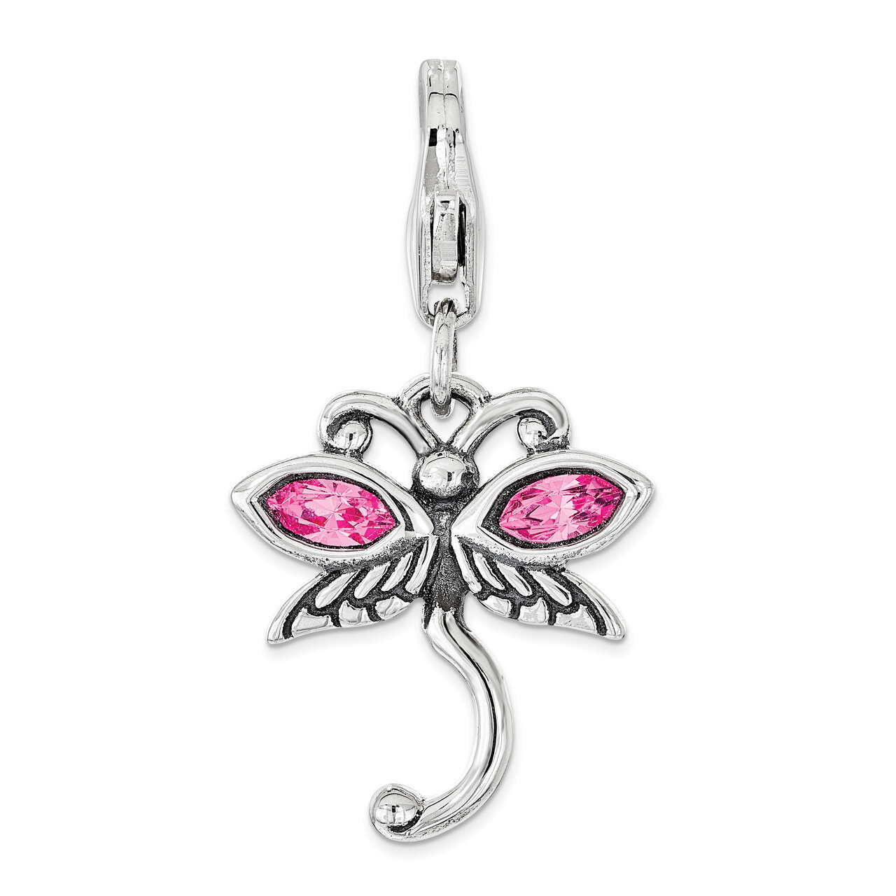 Pink Swarovski Dragonfly Charm - Sterling Silver QCC1158 by Amore La Vita, MPN: QCC1158, 8867740353…