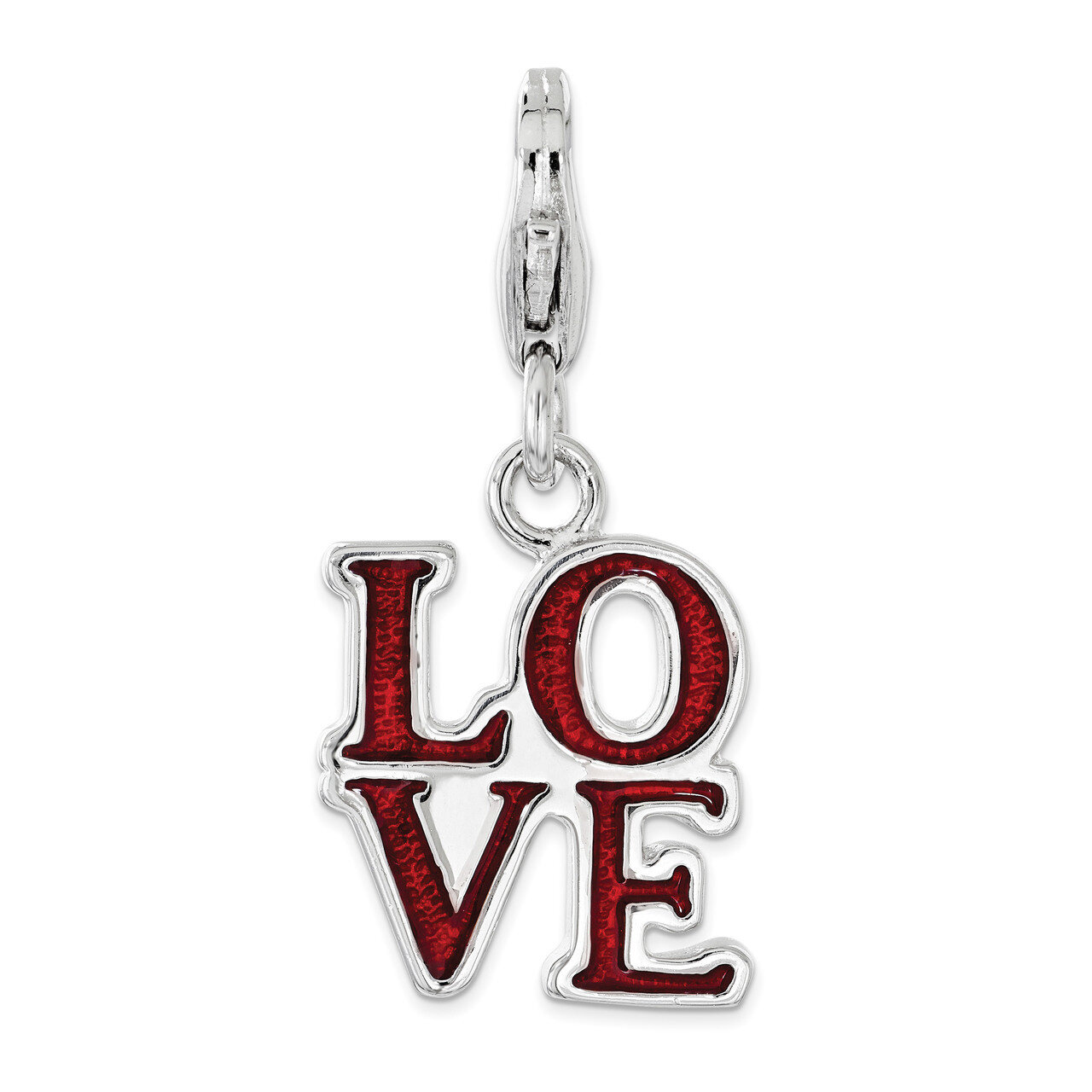 Red Enameled Love Charm - Sterling Silver QCC1182