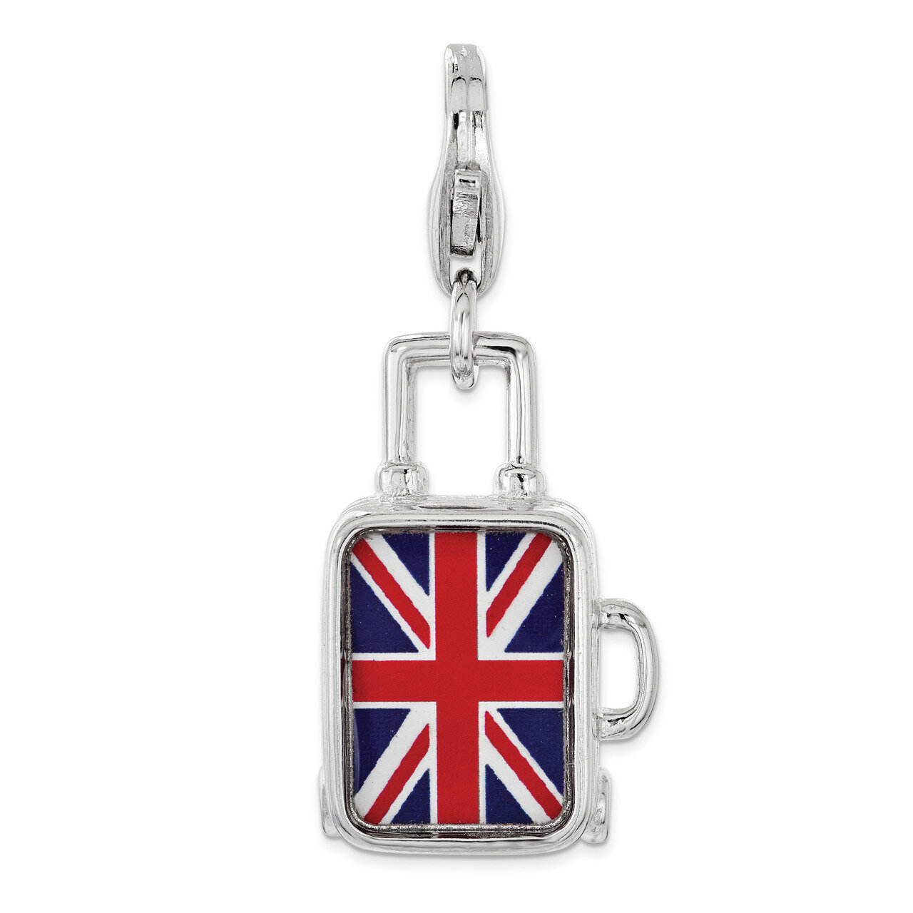 British Flag Suitcase Charm - Sterling Silver Enameled QCC1196