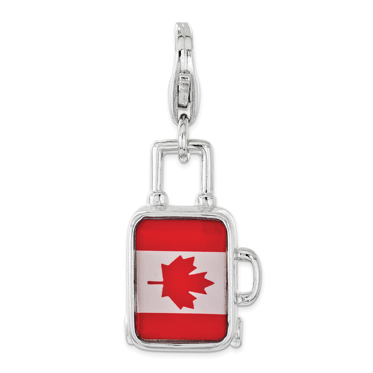 Canadian Flag Suitcase Charm - Sterling Silver Enameled QCC1197