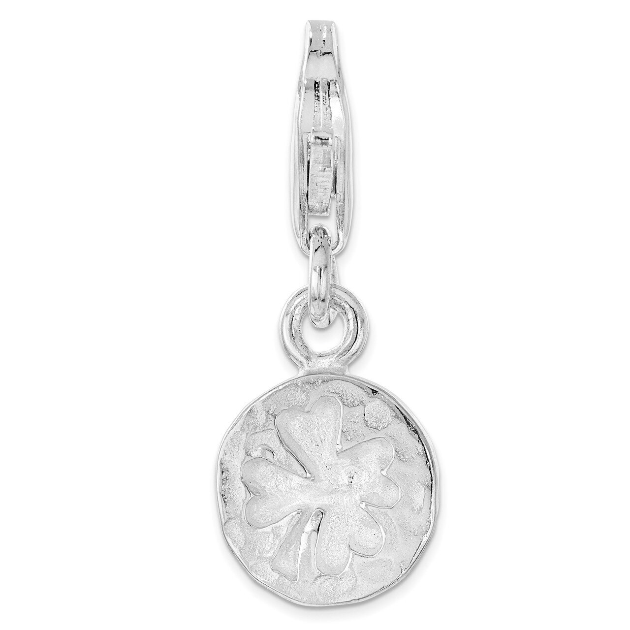 Hammered Four Leaf Clover Charm - Sterling Silver QCC1227