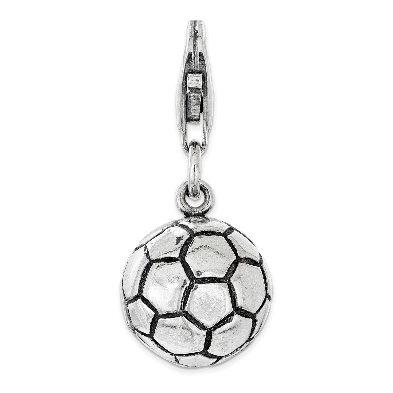 Antiqued Soccer Ball Charm - Sterling Silver Polished QCC1231