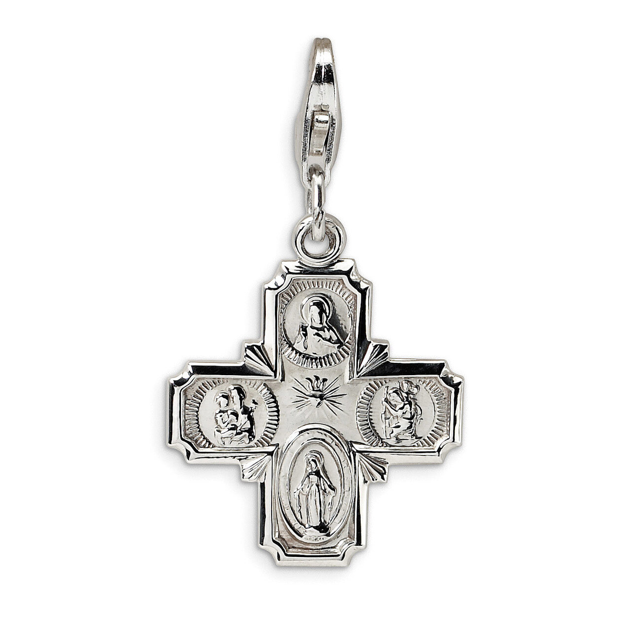 4-way Medal Charm - Sterling Silver QCC499