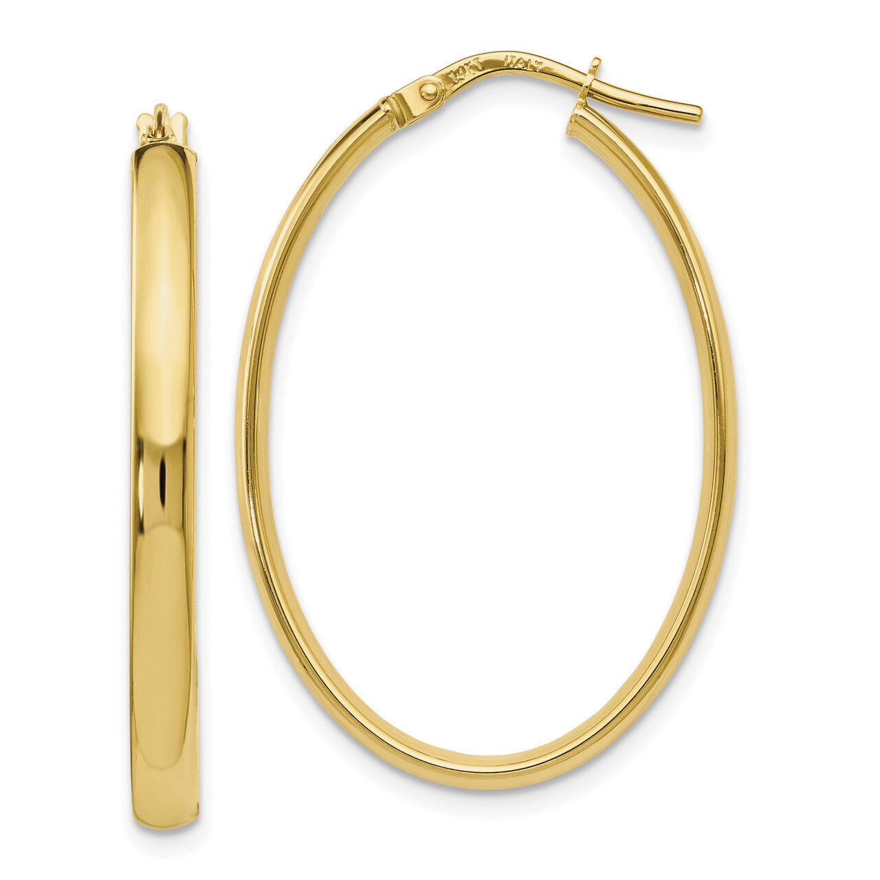 Oval Hoop Earrings 10k Gold Polished HB-10LE332