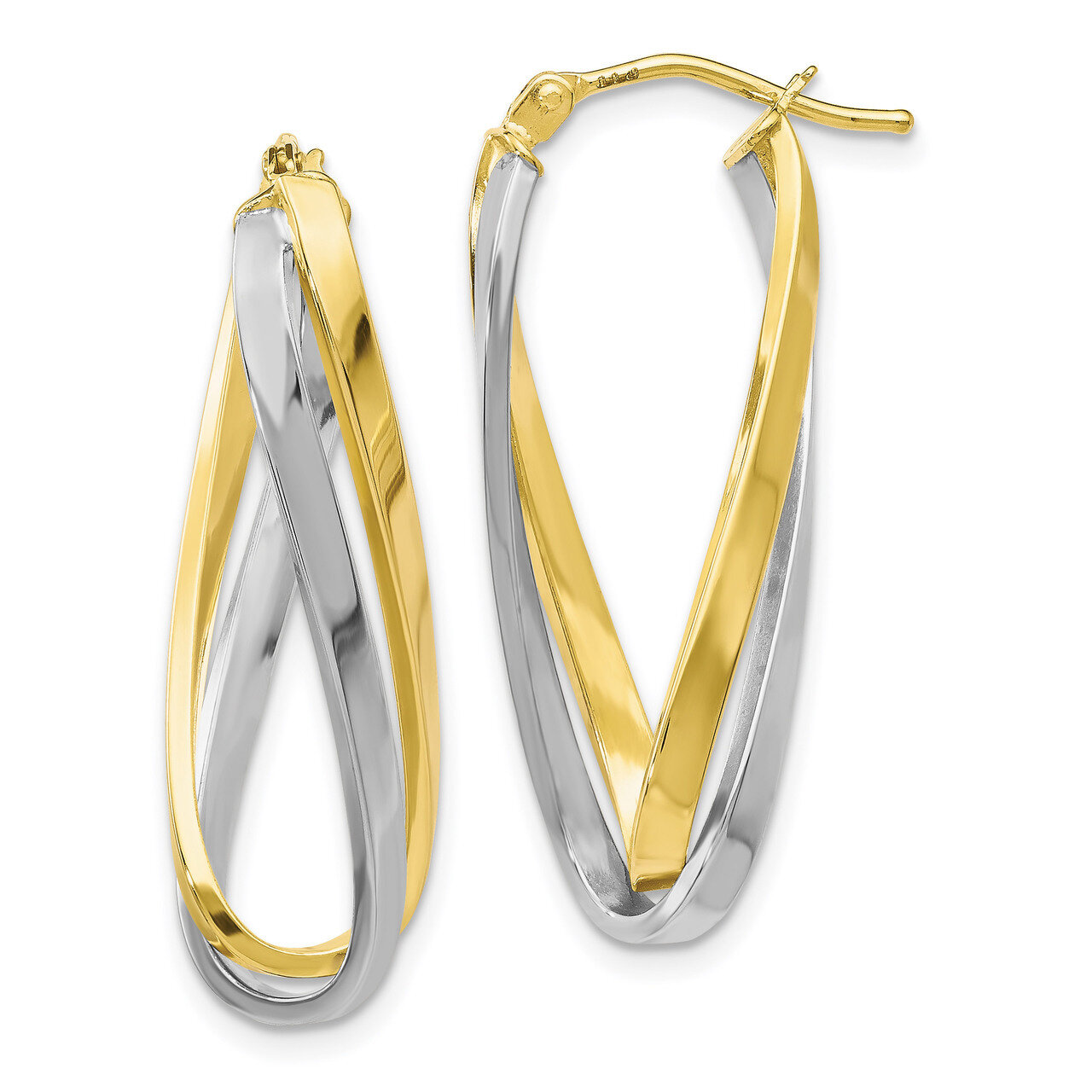 Twisted Hoop Earrings 10k Gold Two-tone Polished HB-10LE420