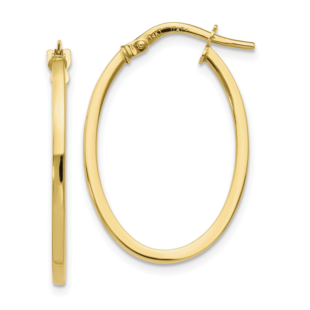 Oval Hoop Earrings 10k Gold Polished HB-10LE424