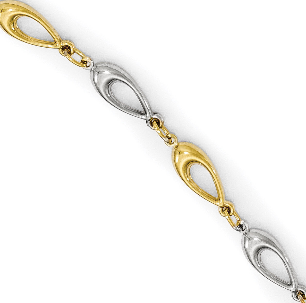 Leslie&#39;s Bracelet 7.5 Inch 10k Gold Two-tone Polished HB-10LF521-7.5, MPN: 10LF521-7.5, 886774568485