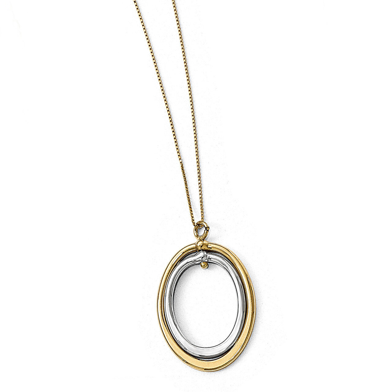 Leslie&#39;s Oval Necklace 18 Inch 10k Gold Two-tone Polished HB-10LF527-18, MPN: 10LF527-18, 191101550…