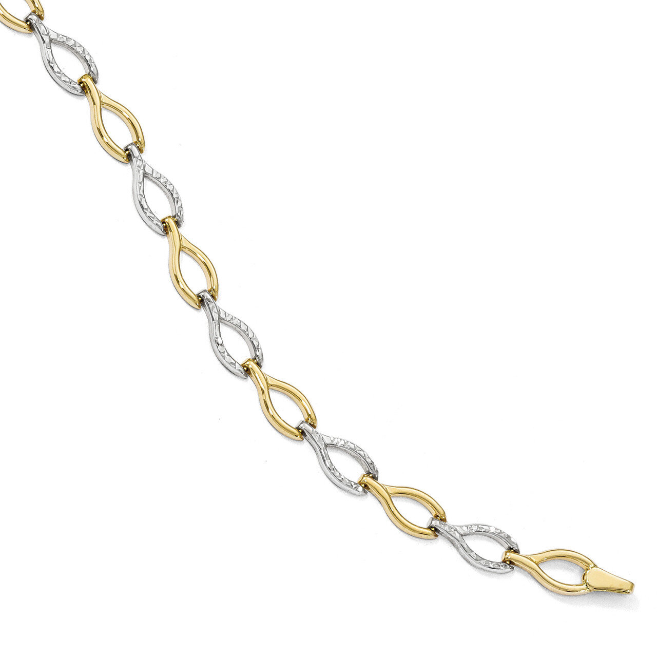 Leslie&#39;s Diamond-cut Bracelet 7.5 Inch 10k Gold Two-tone Polished HB-10LF540-7.5, MPN: 10LF540-7.5,…