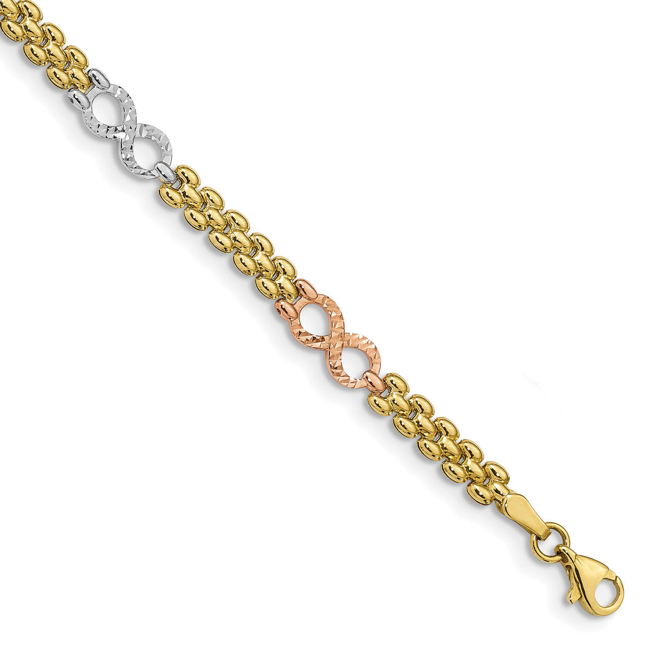 Leslie&#39;s Reversible Infinity Bracelet 7.5 Inch 10k Tri-color Gold HB-10LF558-7.5, MPN: 10LF558-7.5,…