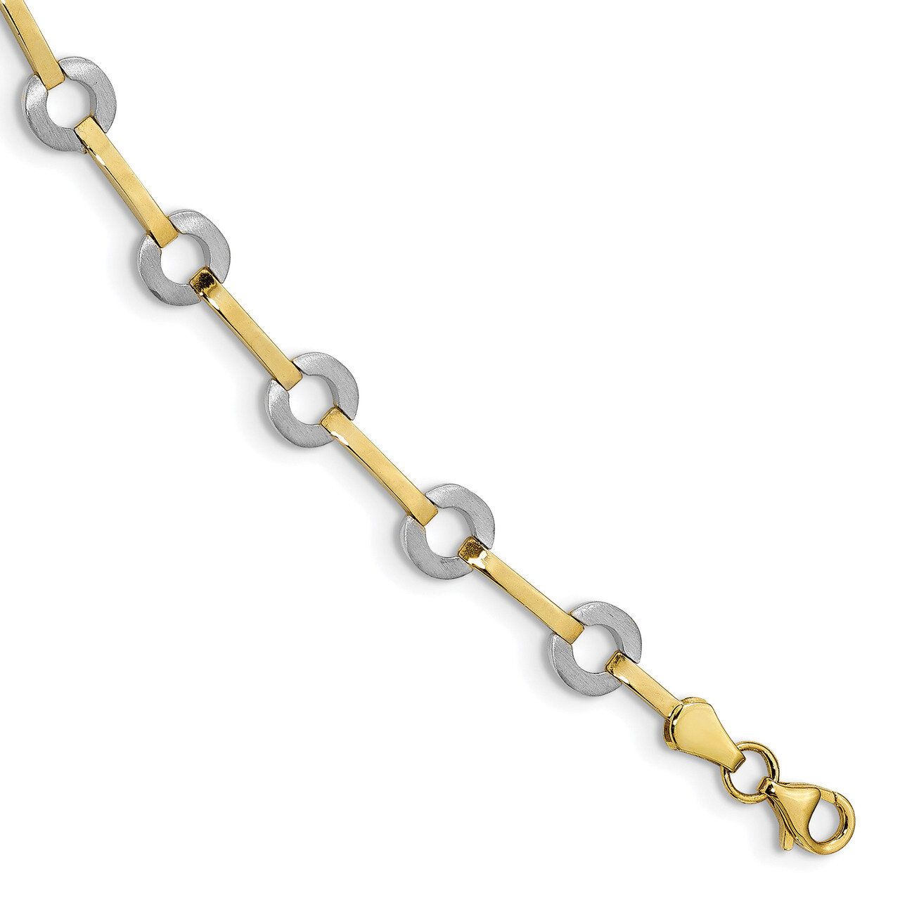 Leslie&#39;s Rhodium Fancy Bracelet 7.5 Inch 10k Gold HB-10LF563-7.5, MPN: 10LF563-7.5, 191101753947