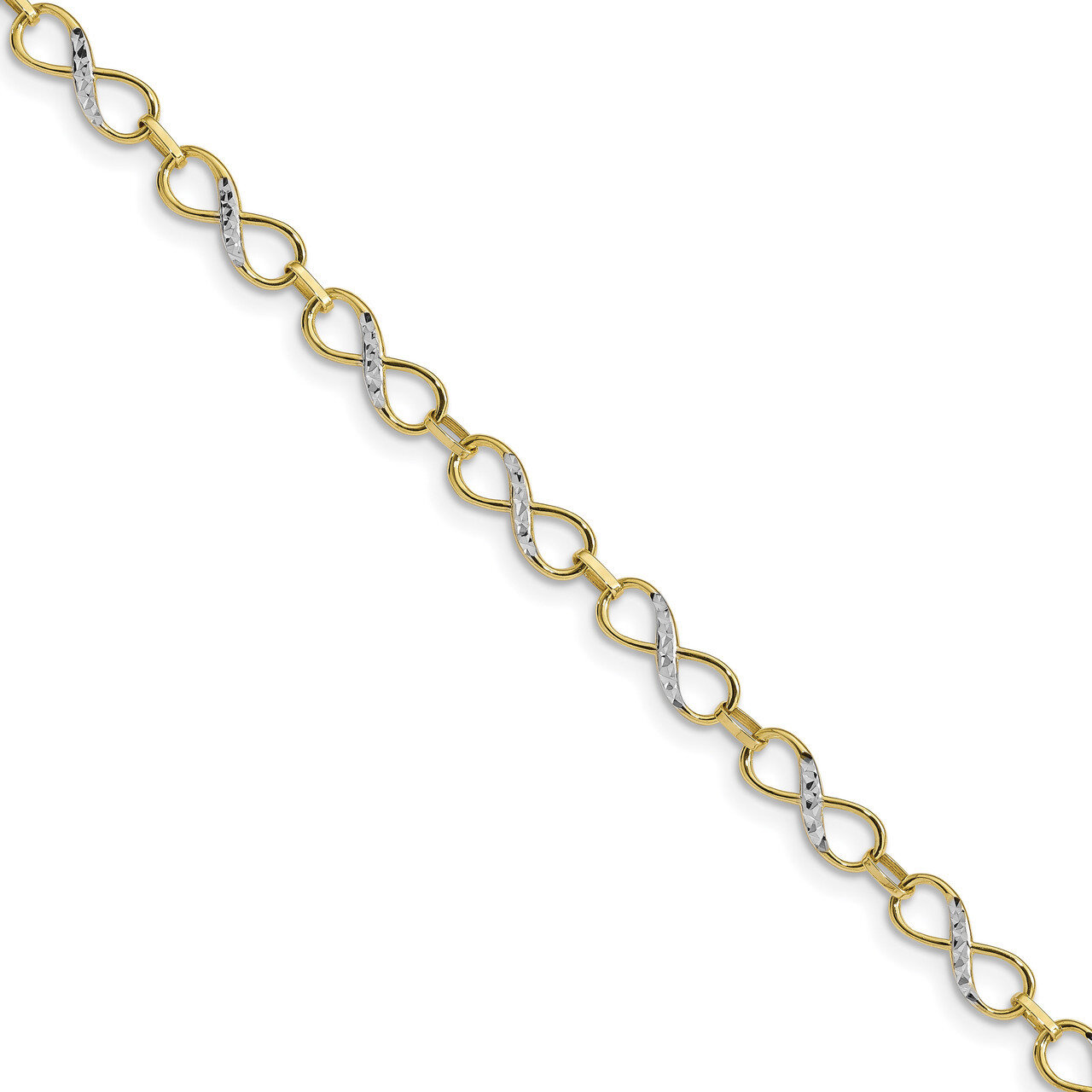 Rhodium Diamond-cut Infinity Fancy Bracelet 7.25 Inch 10k Gold HB-10LF567-7.25