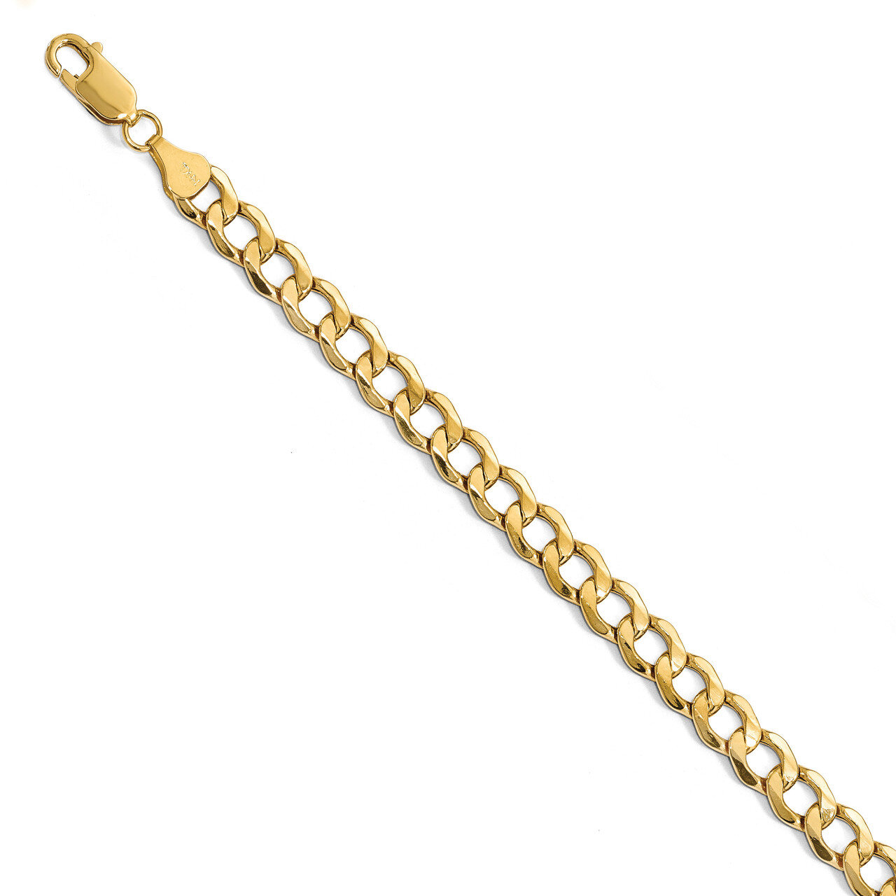 7.0mm Semi-Solid Curb Link Chain 7 Inch 14k Gold HB-1328-7