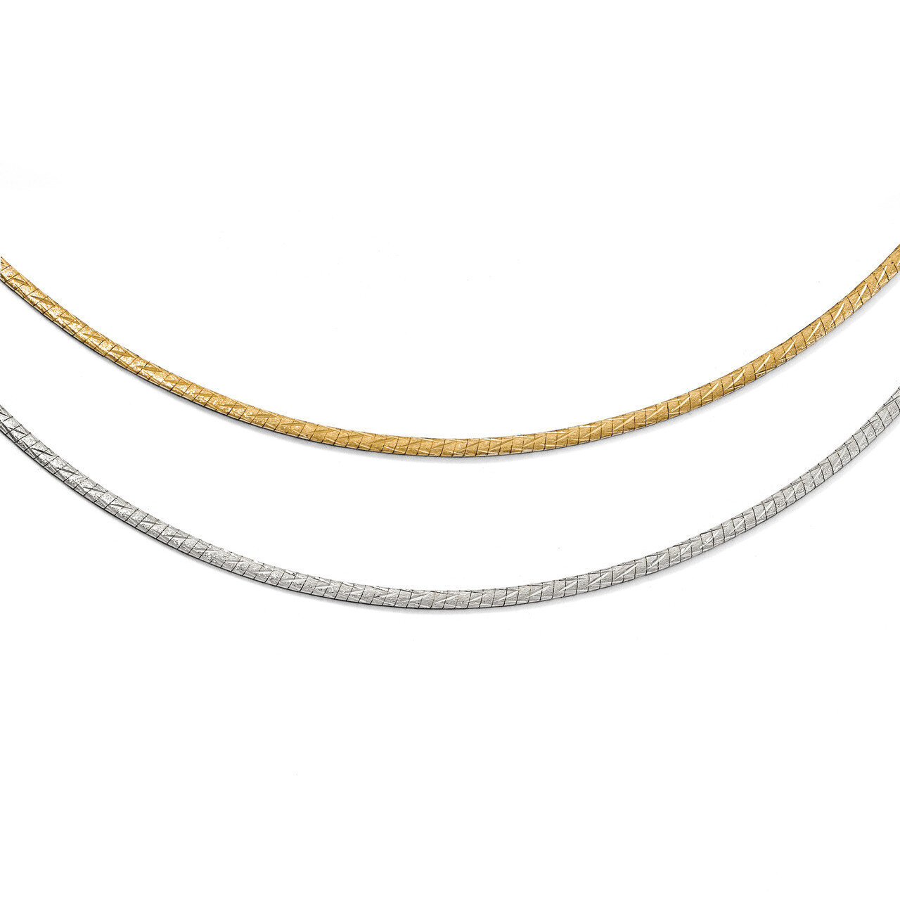 Leslie&#39;s 2mm Reversible with Adj. Chain Omega Necklace 16 Inch 14k Two-tone Gold HB-2891-16, MPN: 2…