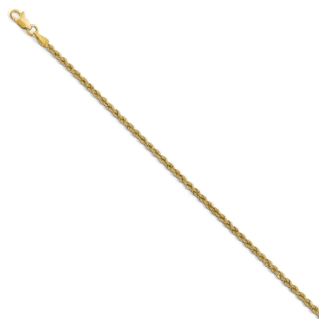 2.25mm Handmade Regular Rope Chain 7 Inch 14k Gold HB-7227-7